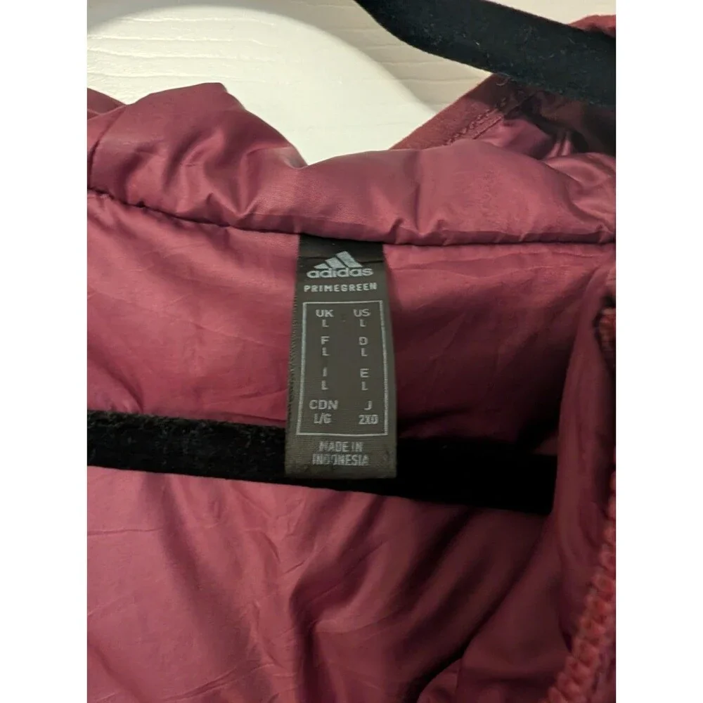adidas Men's Burgundy Hooded Full Zip Windbreaker Jacket w/ Pockets Size L